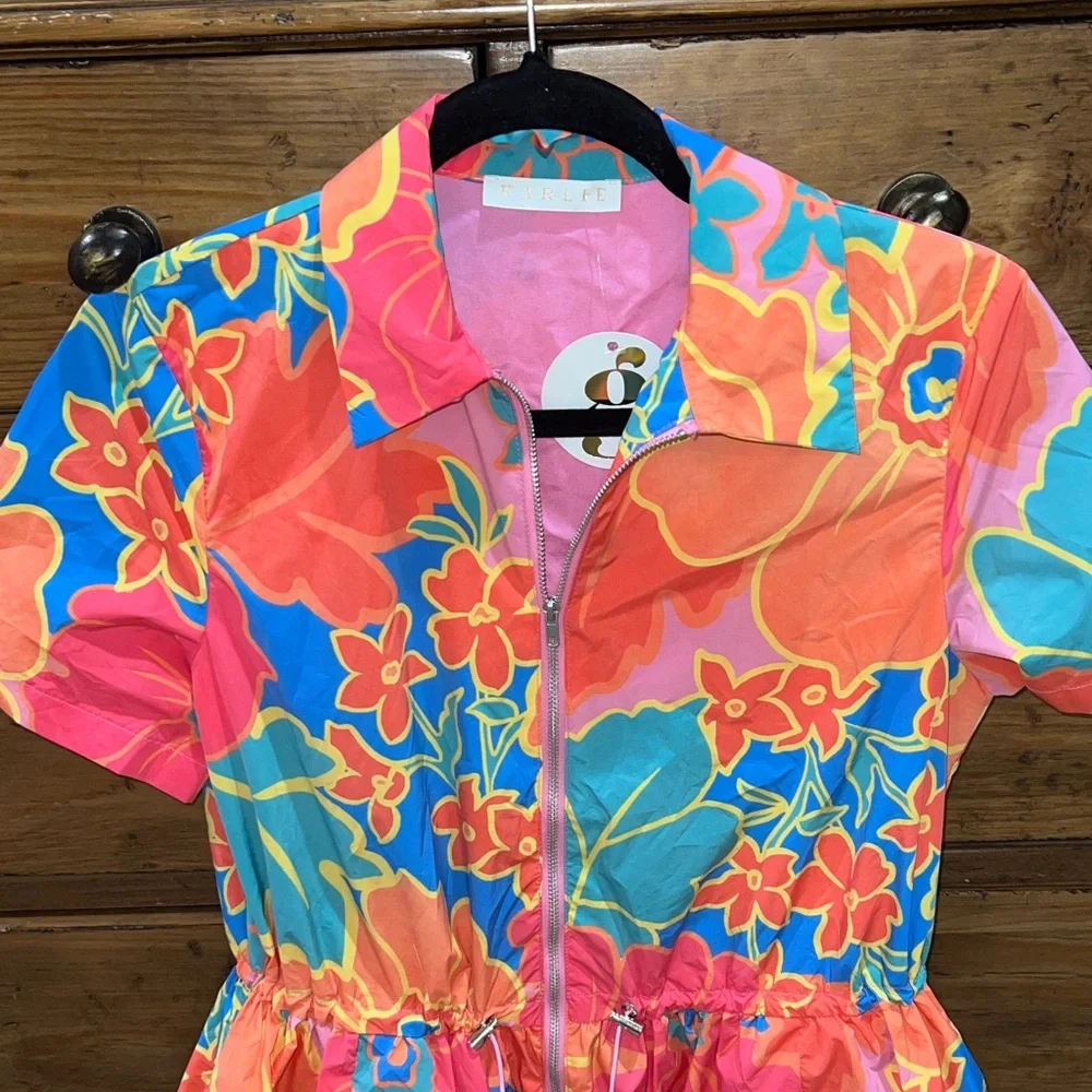 KARLIE Large Floral Weekend Cinch Waist Dress Size M -Super flattering and cute! - Picture 6 of 15